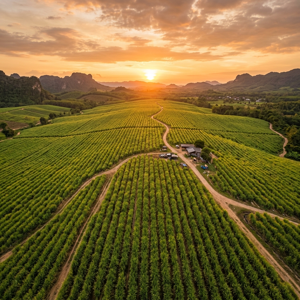 Lush Vetiver Farm Fields